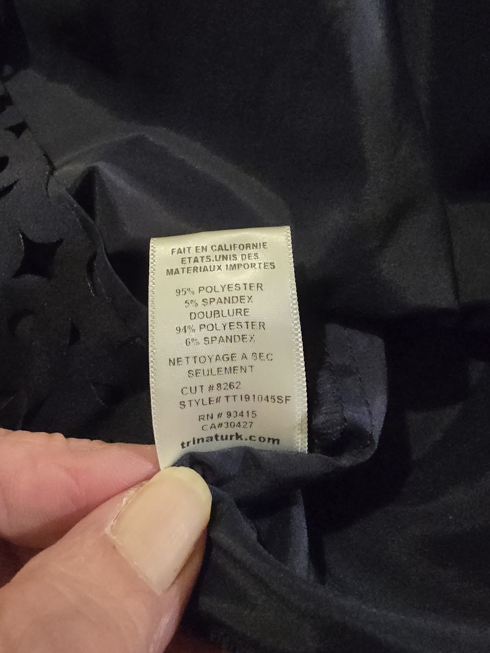 Trina Turk Navy Laser-Cut Asymmetrical Dress Size 6 - Picture 6 of 12